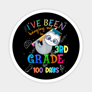 100 Days Of School Sloth Hanging Out In 3Rd Grade Student Magnet